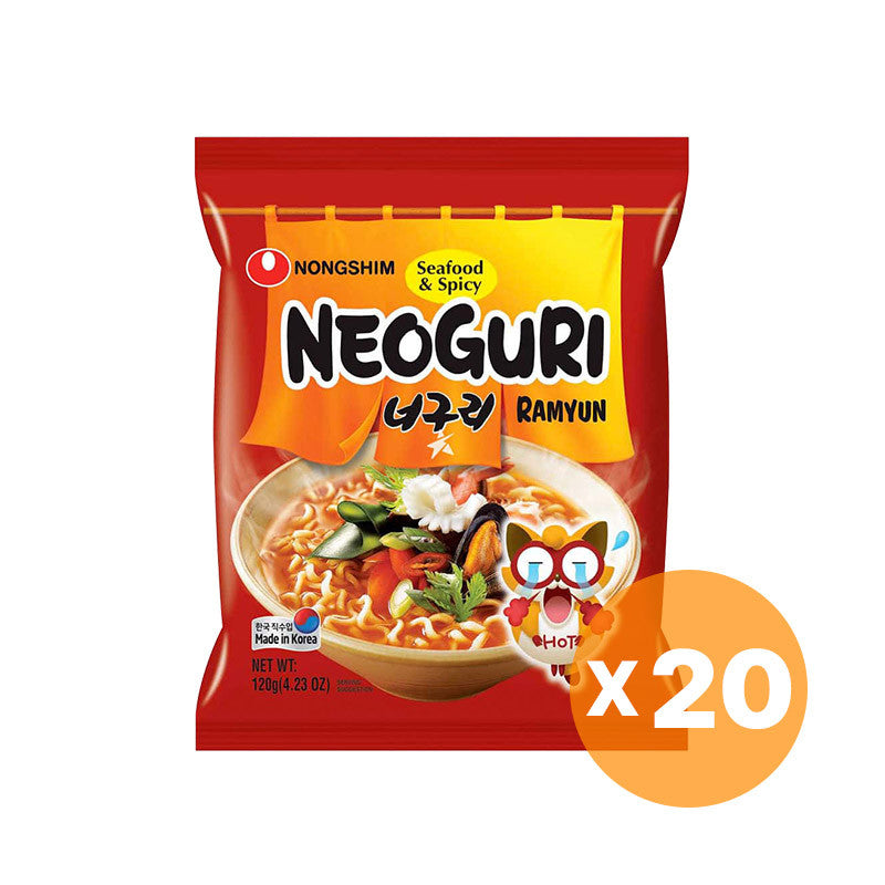 NONGSHIM Neoguri Ramyun Spicy 20-Pack – Korean instant noodles with chewy texture and seafood flavor